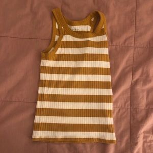 Yellow and White Striped Tank Top